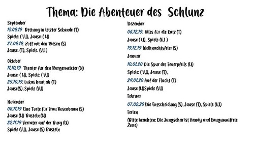 Jungscharprogramm Sept. 19